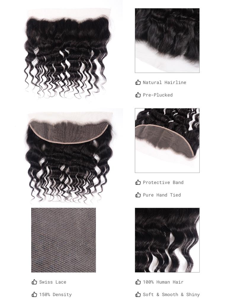 Hair 4 Bundles Human Natural Wave Hair With 13x4 Lace Frontal