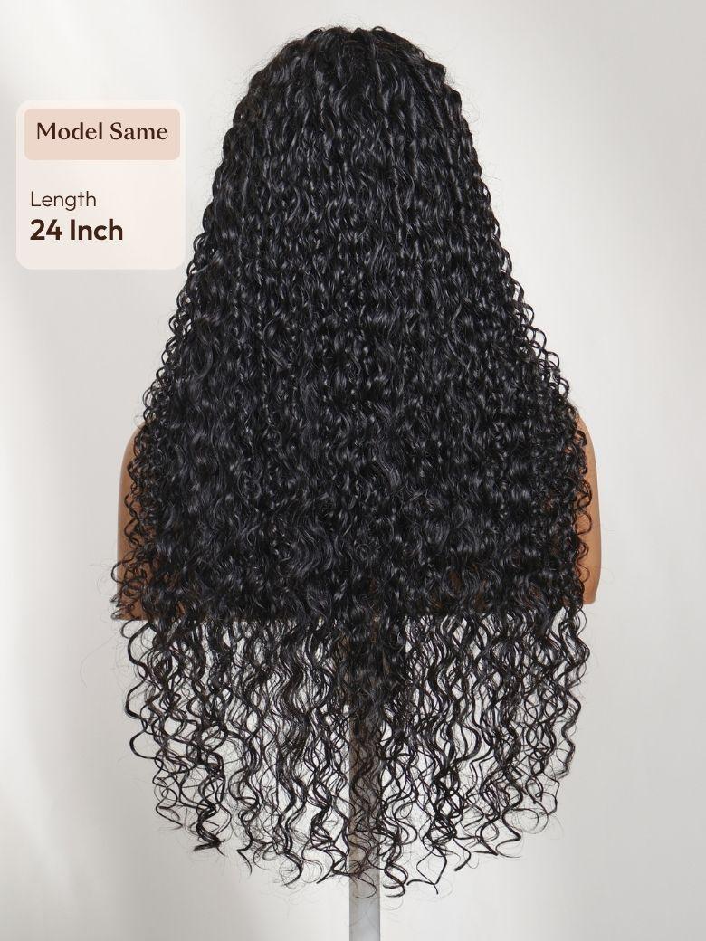7x5 Bye Bye Slip? Lace Black Defined Mixed Curly Glueless Wig with Invisi Drawstring