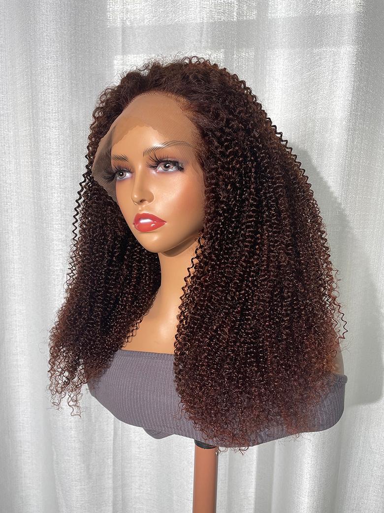 Mahogany Red Brown 13x4 Lace Front Kinky Curly Wig