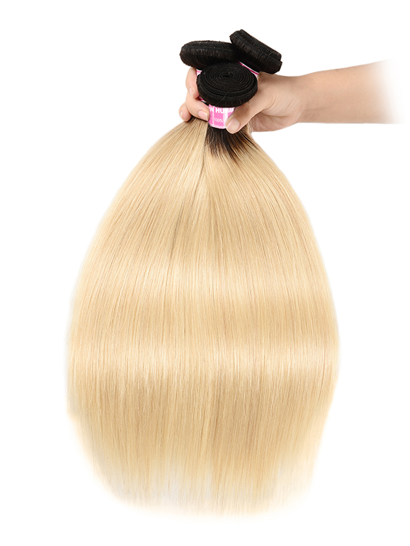 Straight Hair 3 Bundles T1b/613 Color Ombre Hair 100% Virgin Human Hair Weaves