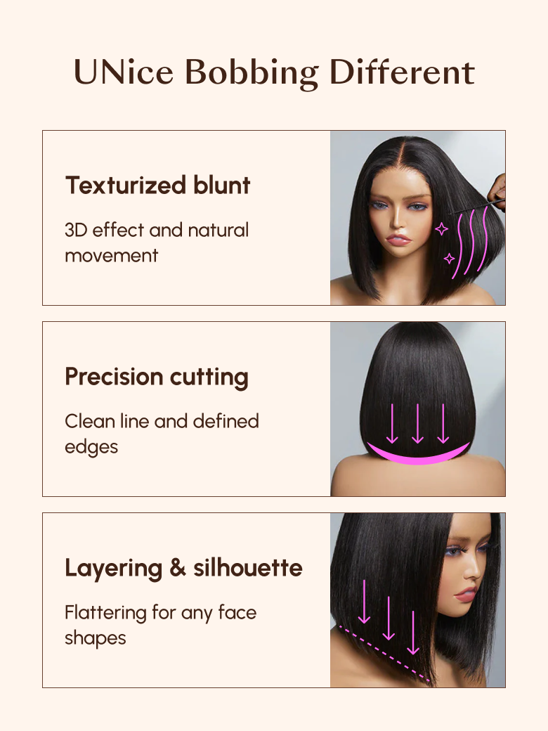 Bye-Bye Knots Wig 7x5 & 13x4 Put On And Go Glueless Lace Bleached Knots Perfect Bob Wig 150% Density