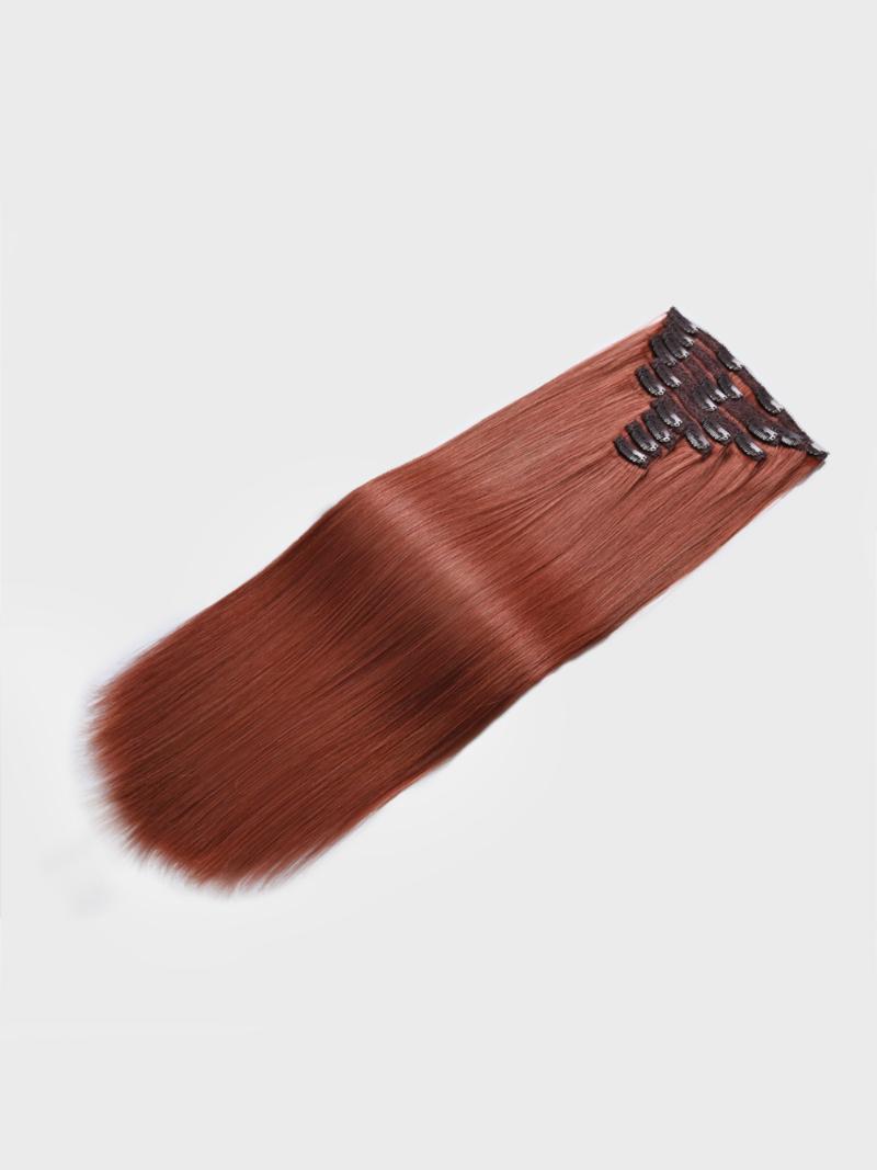 Vibrant Red Human Hair Clip In Extension