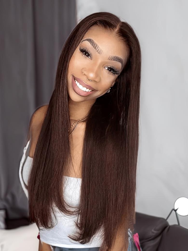 Hair Dark Brown Color Human Hair 1 Bundle #2 Color Body Wave Straight