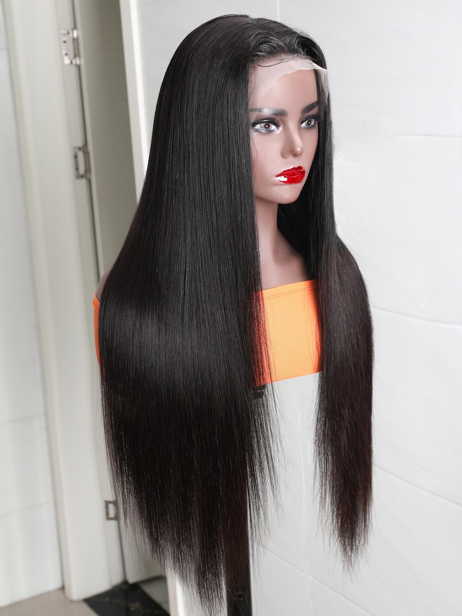 40 Inch Body Wave HD Invisible Glueless Lace Front Human Hair Wigs 13x4 Natural Color Pre Plucked
