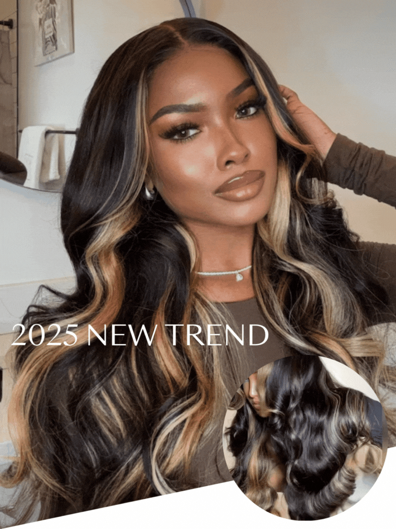 Bye-Bye Knots Wig 7x5 Lace Loose Wave Butterscotch Highlights Brown Wig 150% Density
