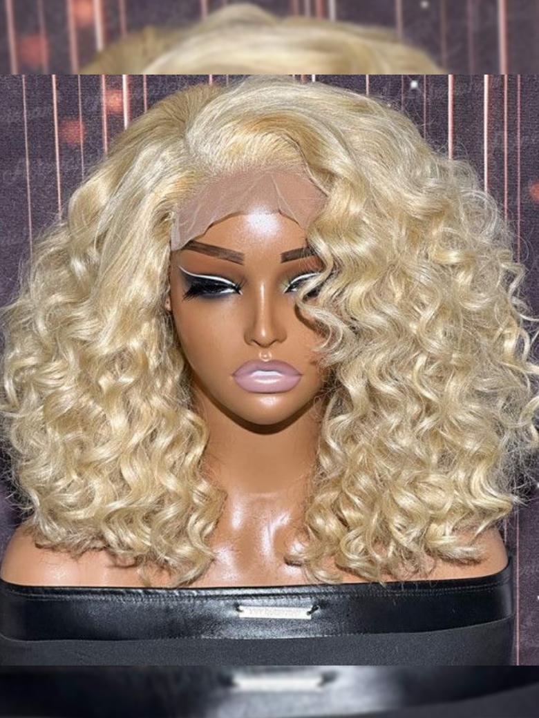 13x4 Lace Front Blonde Water Wave Wig With Natural Hairline Baby Hair
