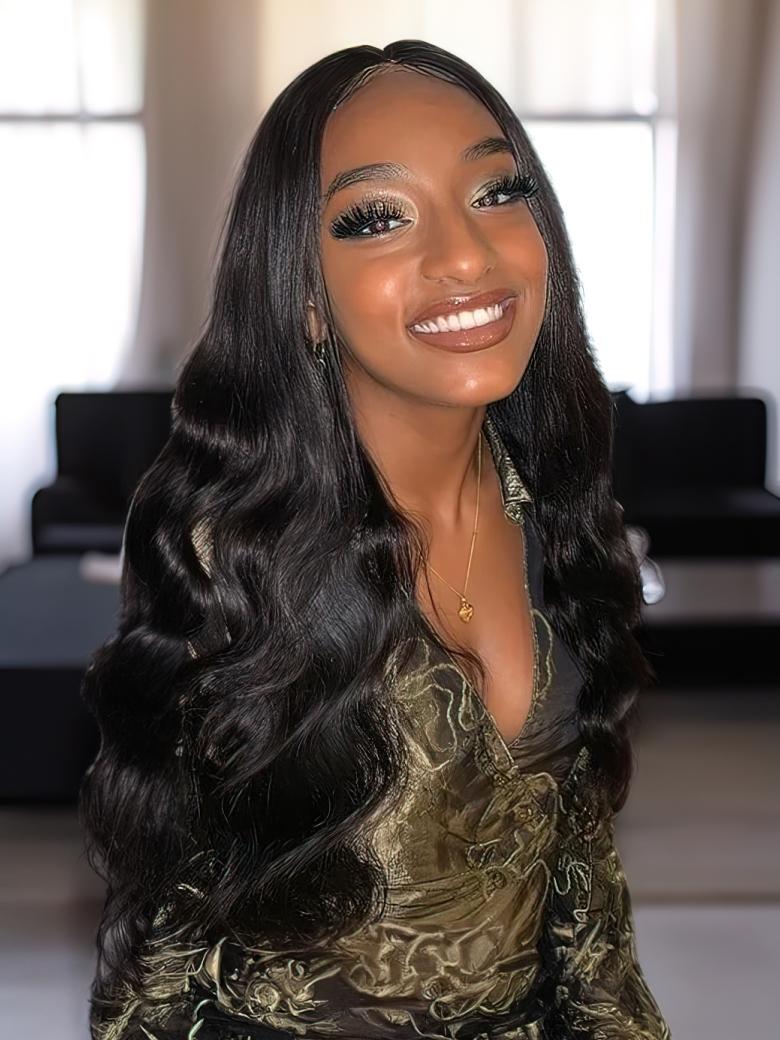 Natural Color Body Wave Wigs 4x0.75 Lace Part Wig 150% Density