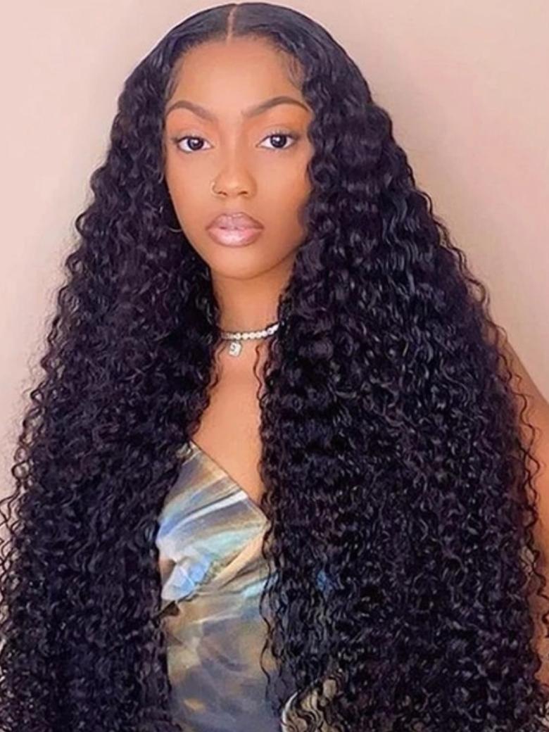 18inch Invisible Glueless HD Lace Closure Wig Deep Wave Human Hair 180% Density