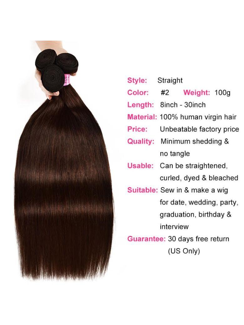 Hair 3pcs/pack Virgin Straight Hair Bundles Brown Color Double Machine Weft Human Hair for Sale Icenu Series