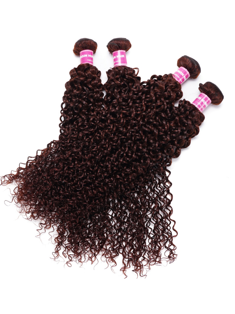 Reddish Brown Jerry Curl 1Pc 100% Remy Human Hair Bundle