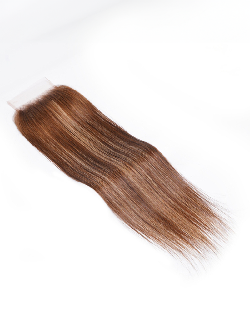 Honey Blonde Highlighted Straight 4x4 Free Part Closure