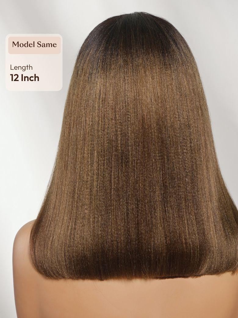 7x5 Bye Bye Slip? Lace Black Celebrity-Inspired Side Part Natural Curly Bob Wig Drawstring Wig 180% Density