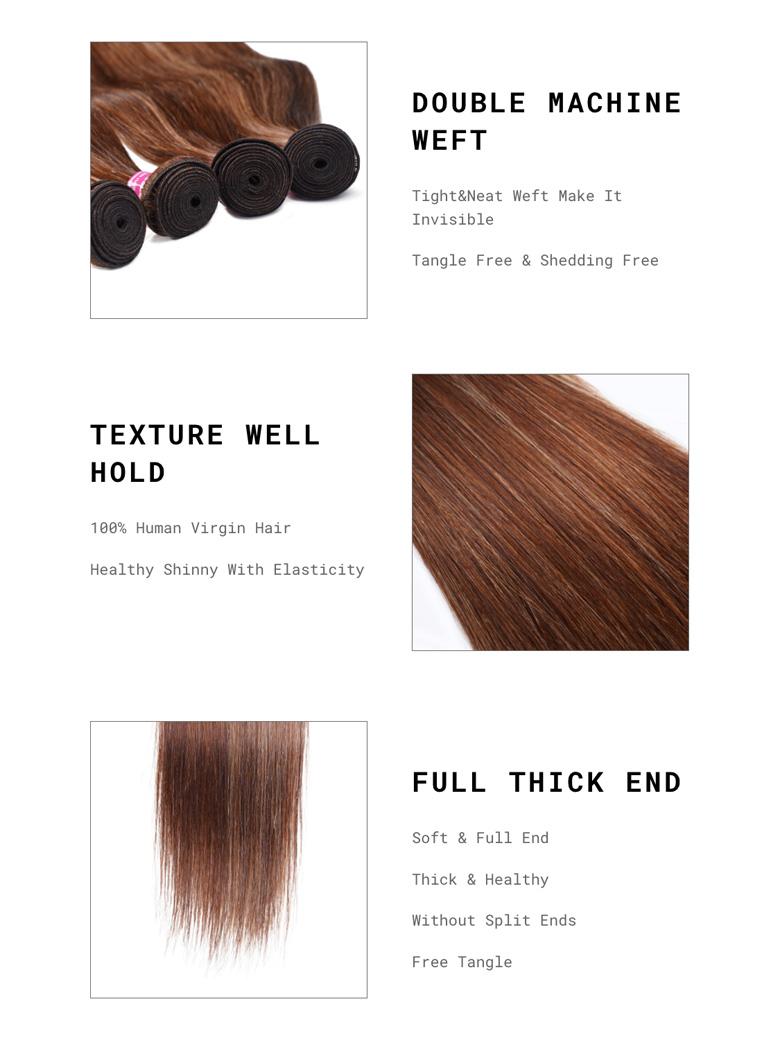 Honey Blonde Piano Highlighted Straight 4Pcs Bundles With Closure