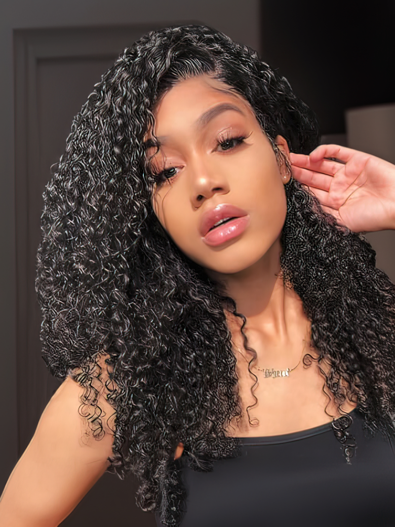180% Density Jerry Curly Lace Front Wigs Human Hair Pre Plucked 13x6 Curly Lace Frontal Wig with Baby Hair Natural Hair Wigs