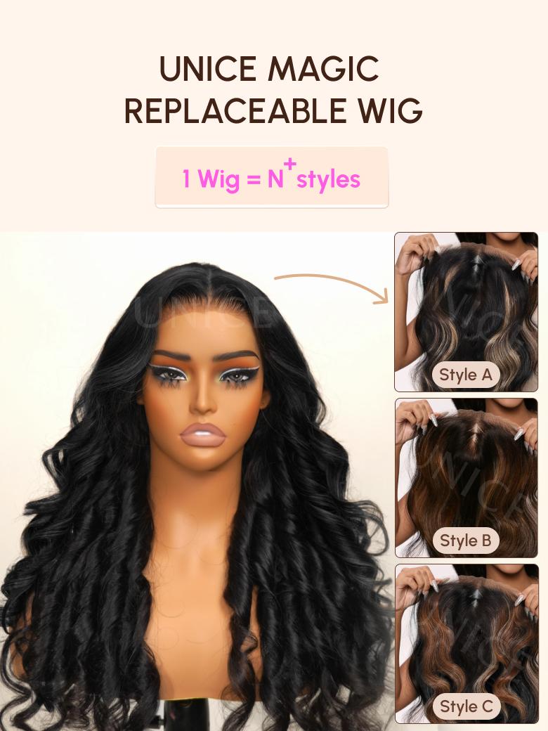 Game Changer Magic Lace Wig Black to Chestnut Brown Ombre Body Wave With Optional 7x5 Replaceable Lace Closure
