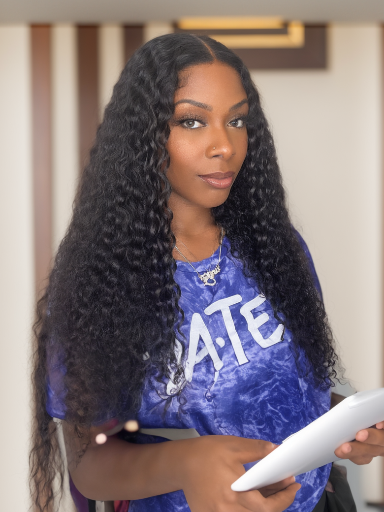 5x5 Pre Cut Undetectable Lace Super Natural Put On And Go Glueless Curly Black Air Wig 150% Density Weekend Sale