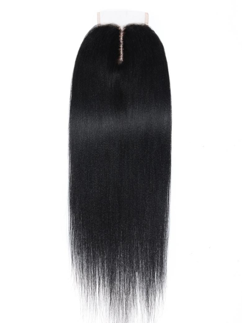Upgrade 4x0.75 T Part Closure Black Yaki Human Hair Closure