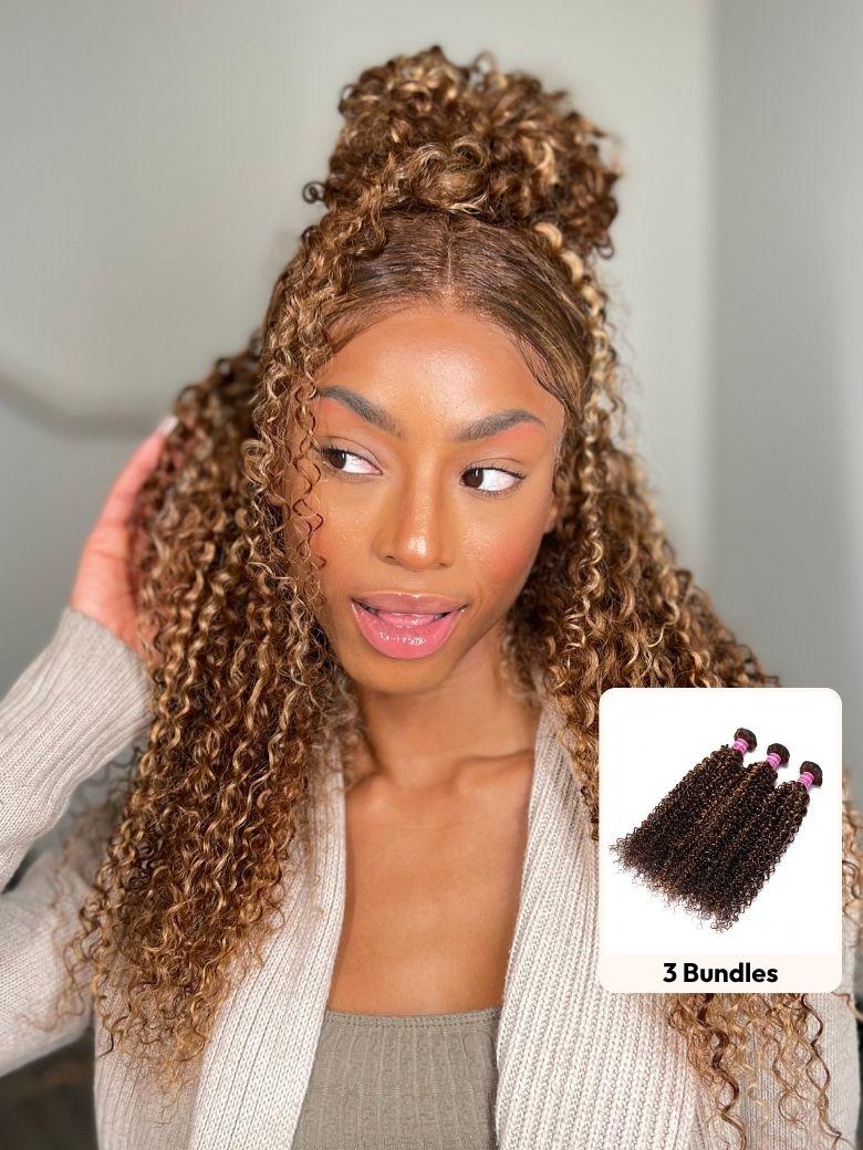 Trending Curly Hair TL412# Color 3 Pieces Human Hair Weave On Sale