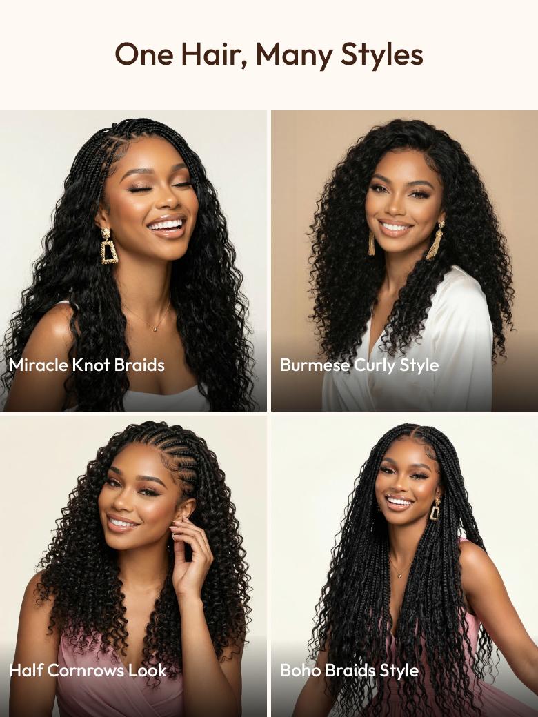 Feather Crochet Human Hair Black Water Wave Micro Ring Loop Hook & Slay