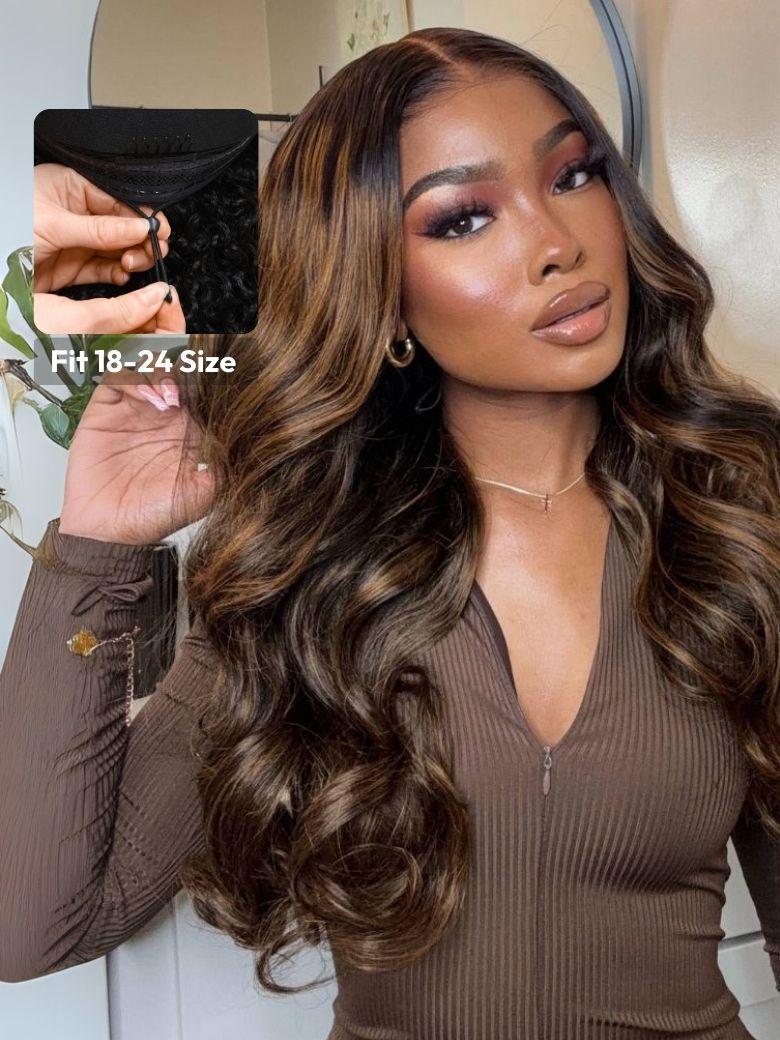 7x5 Bye Bye Knots? & 13x4 Pre-Everything Wig Glueless Lace Balayage Highlight Body Wave Bouncy Wig No Burden