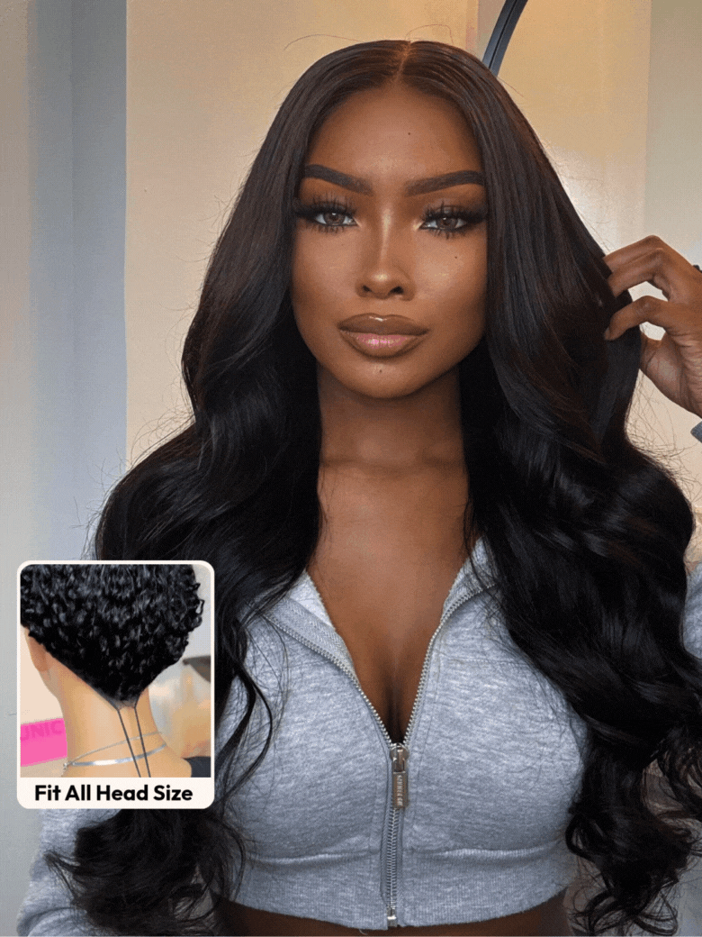 EasiContour V Part Glueless Natural Black Glueless Body Wave Wig