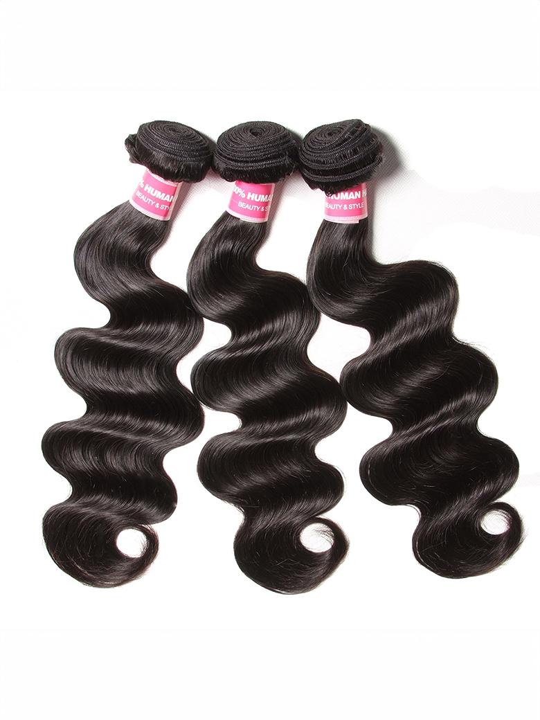 3Pcs Remy Hair Body Wave Bundles with Lace Closure