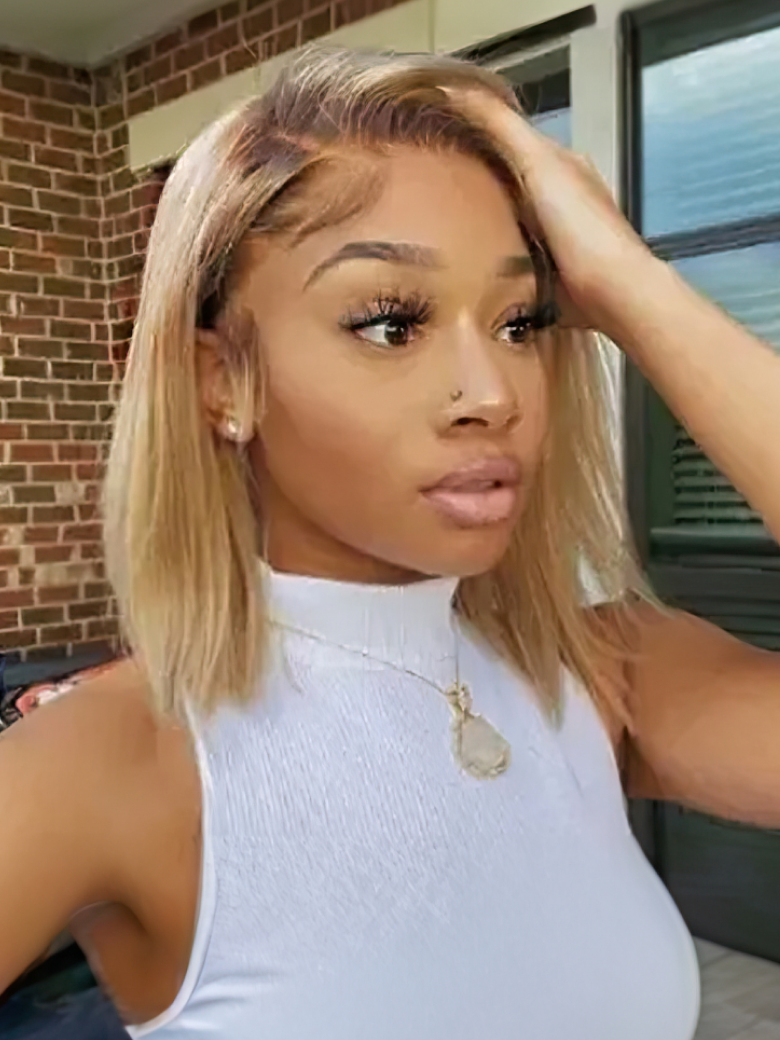 Ombre Brown Layered Lob Lace Front Wig