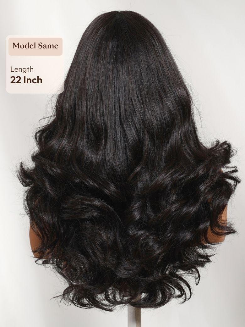 7x5 Bye Bye Slip? Lace Black Glueless Layered Blowout Wig with Flipped Ends with Invisi Drawstring