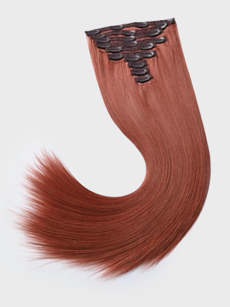 Vibrant Red Human Hair Clip In Extension