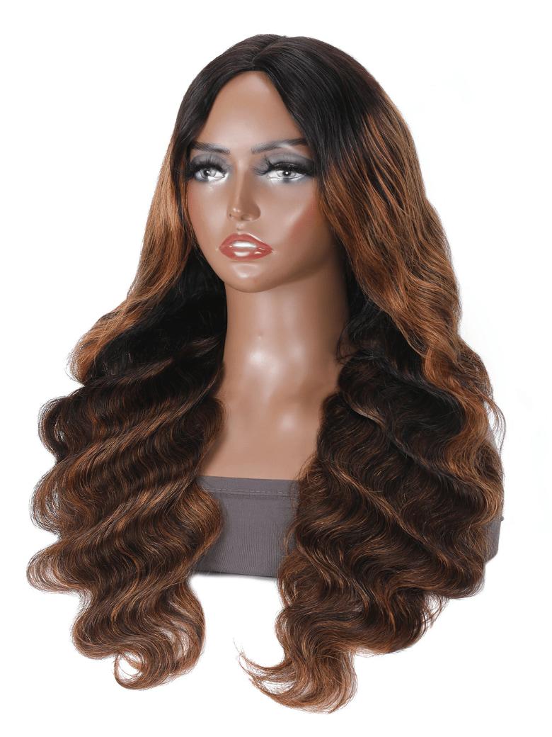V Part Ready To Wear Shadow Root Brown Balayage Glueless Protective Style Wig