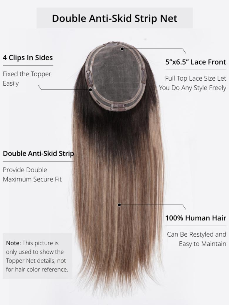 Hair Topper Lace Front Clip In Platinum Blonde With Dark Roots