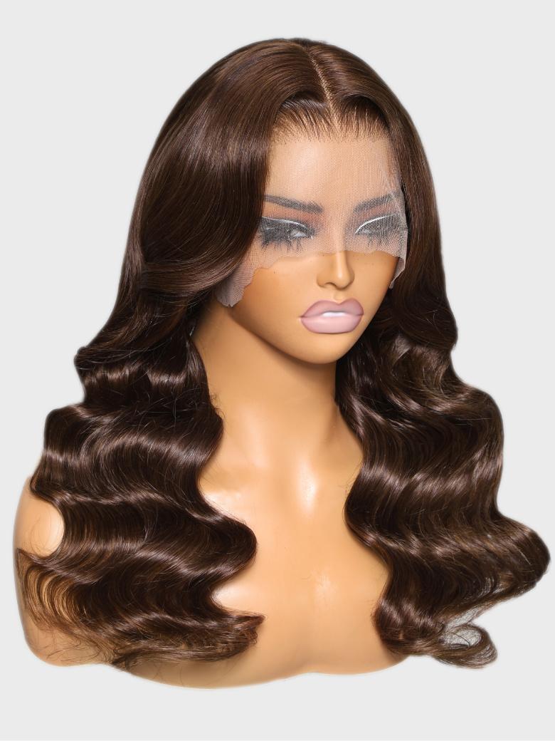 22 Inch 13x4 Lace Front Hot Chocolate Brunette Body Wave Wig