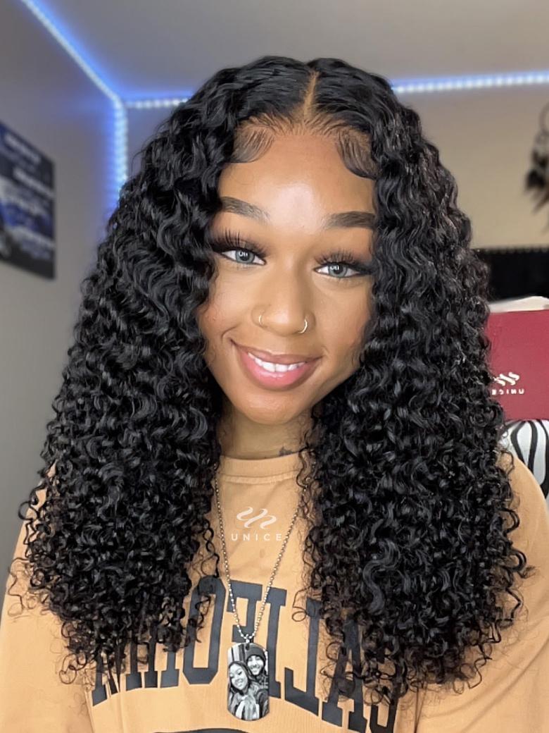 Natural Color Brown Balayage Jerry Curly 4x4 Free Part Lace Closure