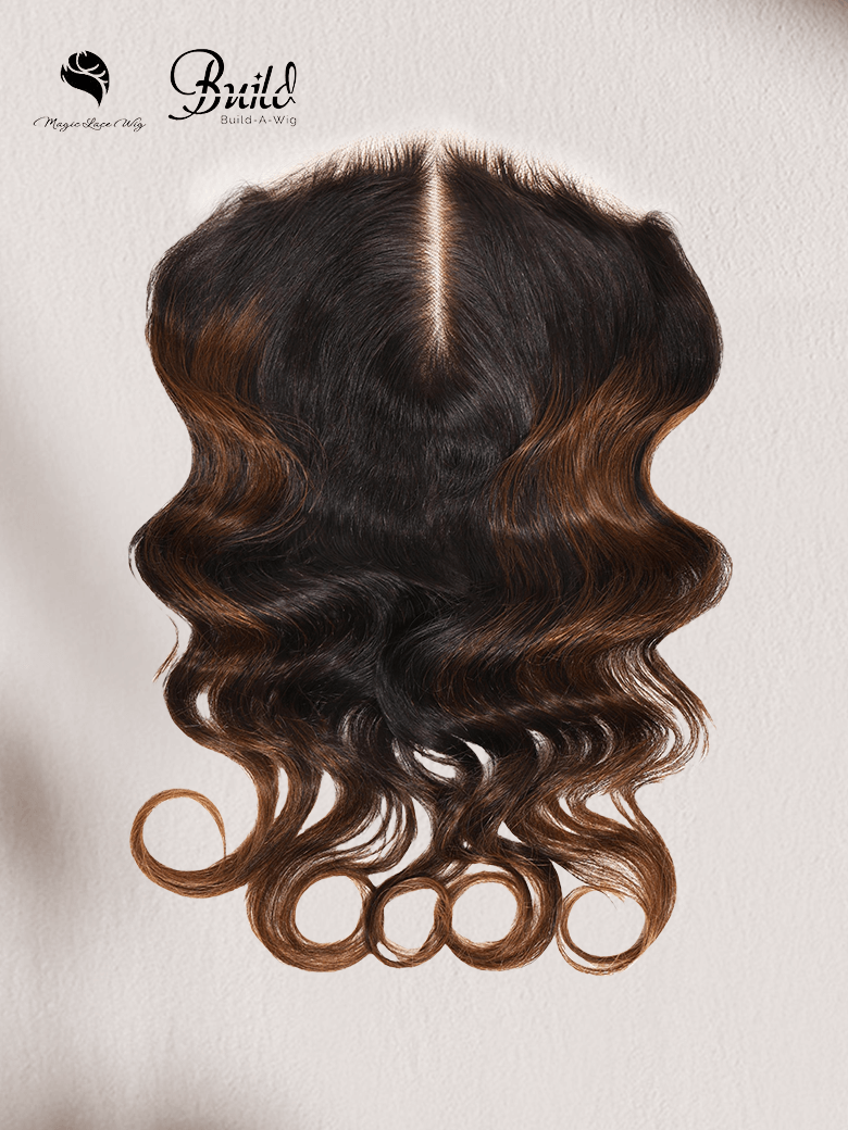 Black to Chestnut Brown Ombre Body Wave Replaceable Lace Closure For Magic Lace Wig