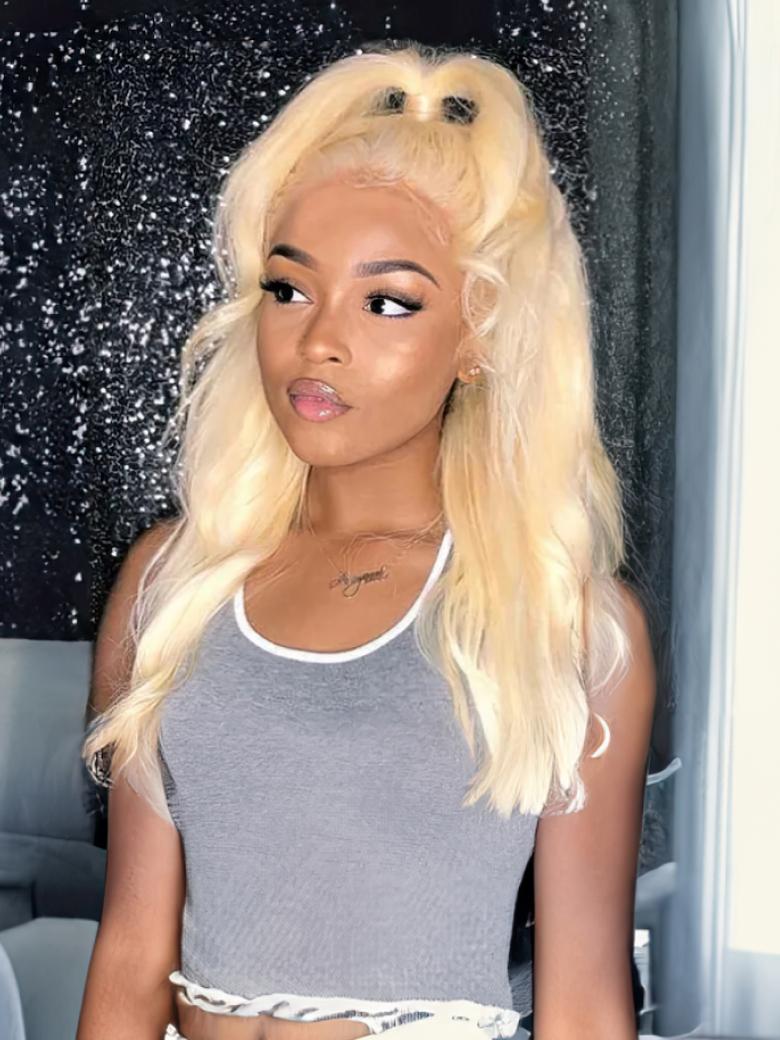 Full Lace Breathable 613 Summer Blonde Long Straight Versatile Style Natural Human Hair Wig
