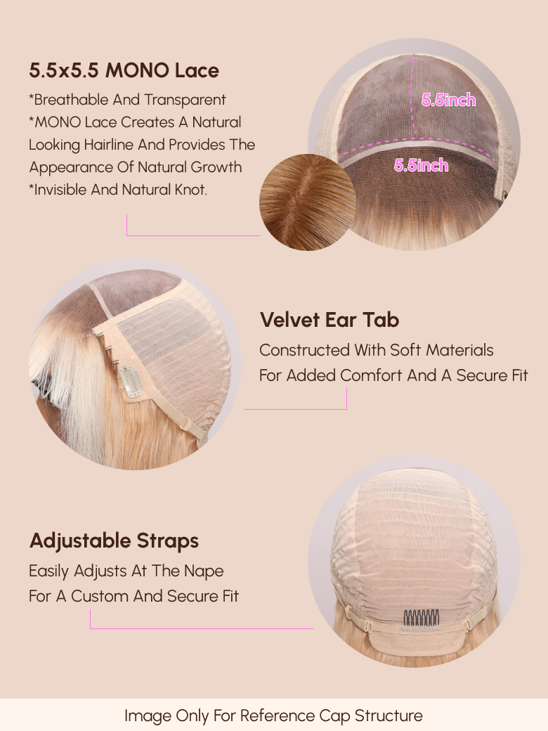 NOA-12" MONO & SWISS LACE STRAIGHT HUMAN HAIR WIG