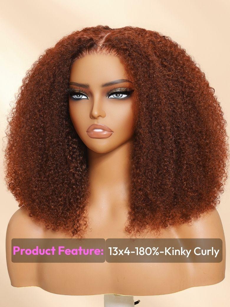 7x5 Bye-Bye Knots? Wig Glueless Lace Sunset Jerry Curly & 13x4 Pre Everything Kinky Curly for Reddish Brown Drawstring Wig With Bleached Knots