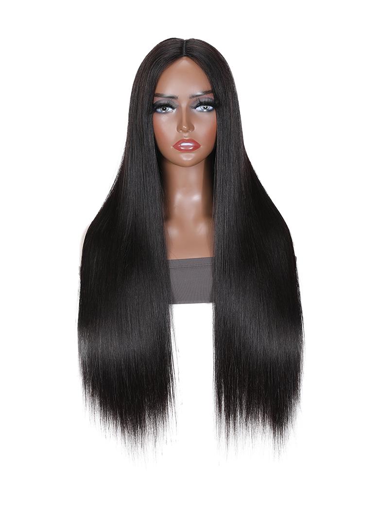 Super Natural V Part Straight Human Hair Glueless 0 Skill Needed Wig