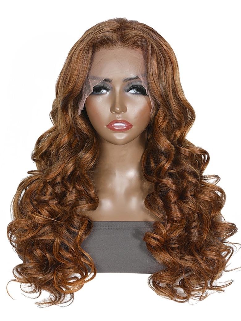 Light Brown 180% Density Loose Wave Big Voluminous Curl 13x4 lace Front Wig