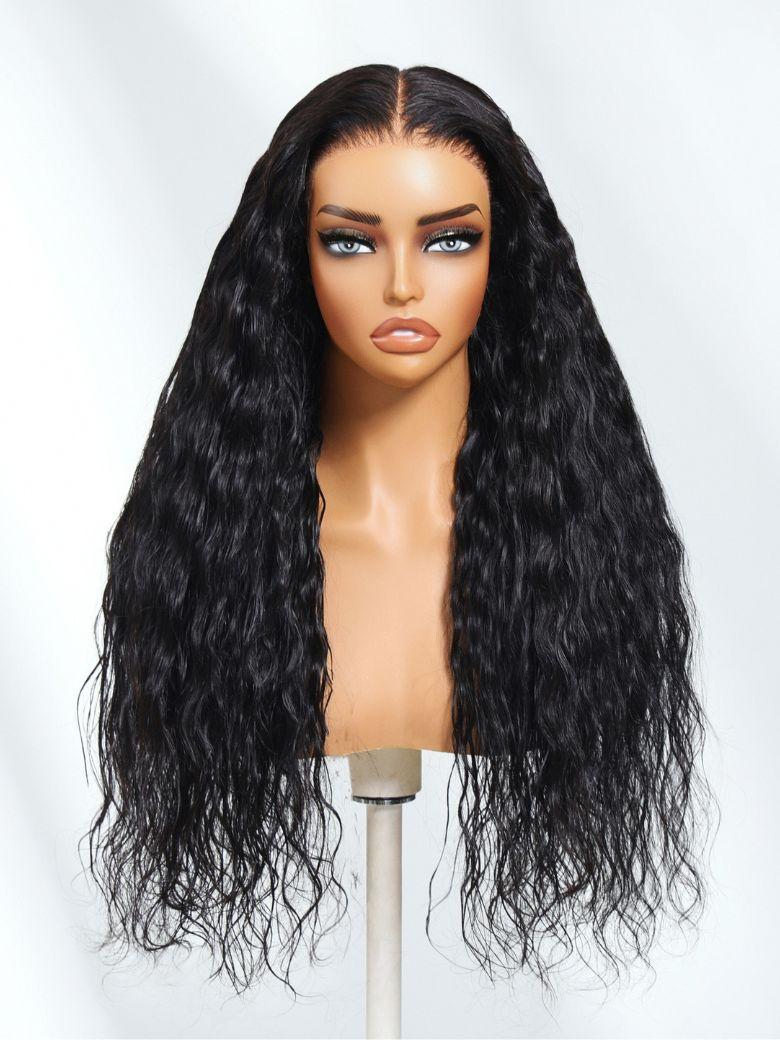 13x4 Pre-Everything? Lace Frontal Black Breezy Wave Wig with Invisi Drawstring