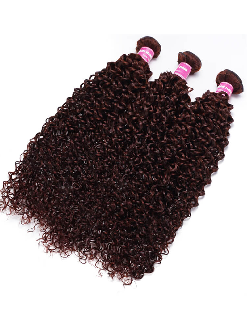 Mahogany Red Brown Jerry Curl 3Pcs 100% Remy Human Hair Bundles