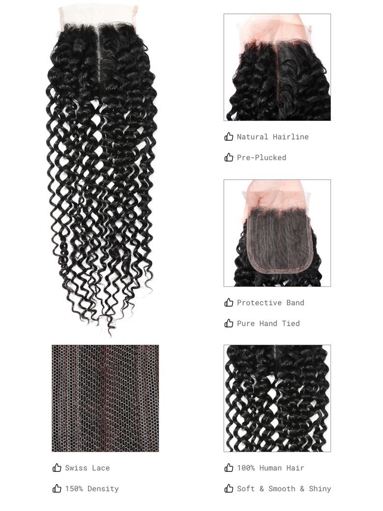 Hair 3 Bundles Jerry Curly Hair Weave With Closure