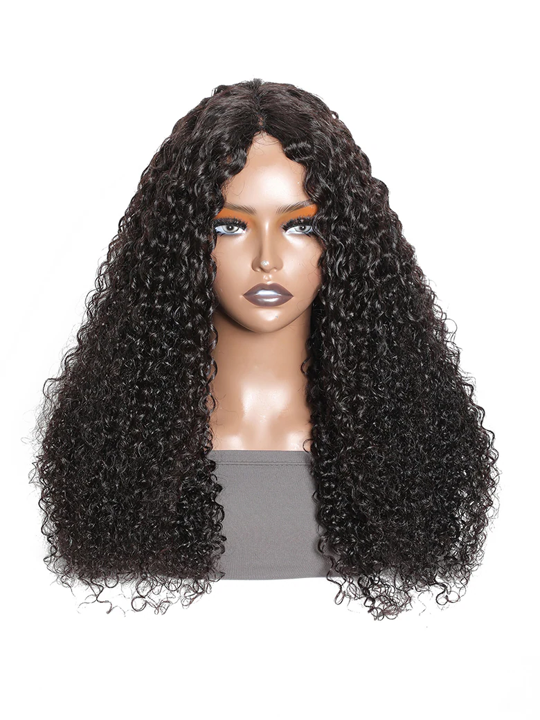 Glueless V Part 0 Skill Needed Beginner Friendly Wig 150% Density Natural Scalp Curly Human Hair Upgrade U part Wig Without Leave out