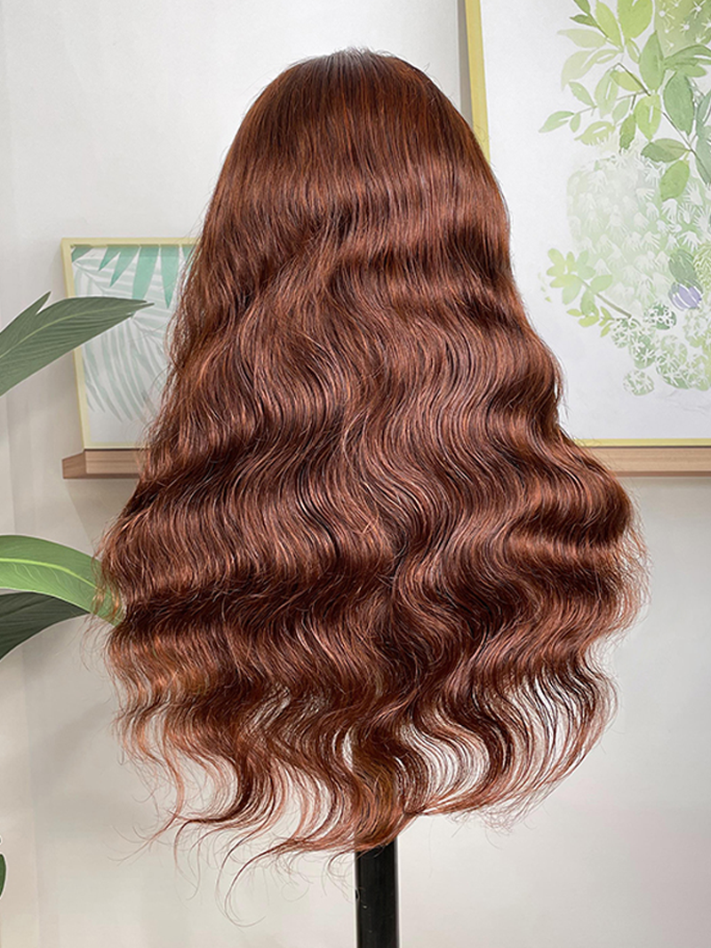 Reddish Brown Lace Wigs Natural Pre-Plucked Body Wave Wig