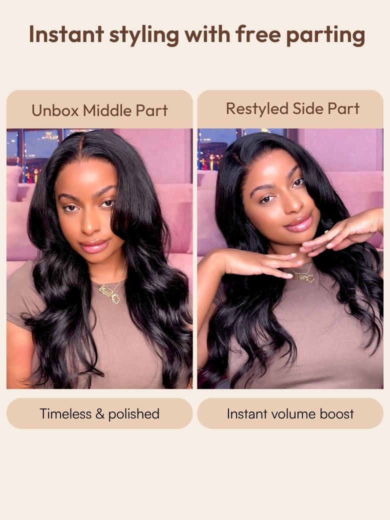 Butterfly Cut 180% Density 100% Human Hair Bye-Bye Knots? 7x5 Lace Body Curls Wig with Feathered Layers & Invisi Drawstring