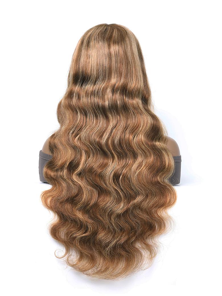 13x4 Lace Frontal Sun Kissed Honey Blonde Highlights Body Wave Lace Wig Versatitle & Realistic