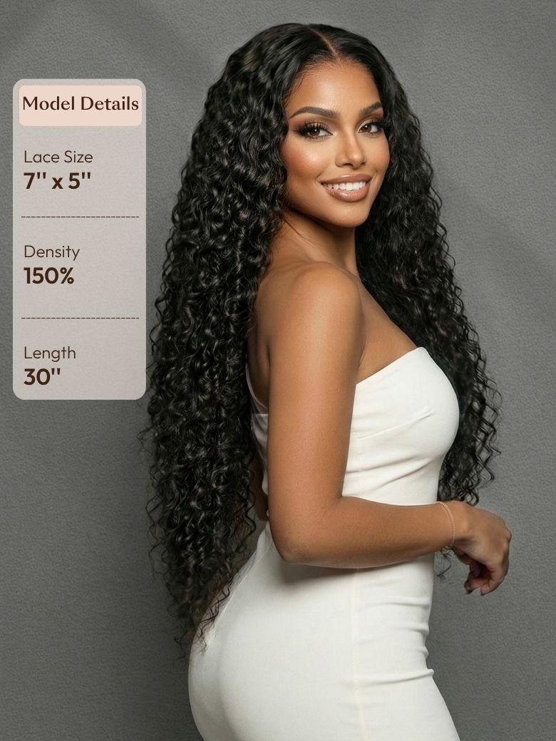 7x5 Bye-Bye Slip? & 13x4 HD Lace Put On And Go Glueless Water Wave Drawstring Wig