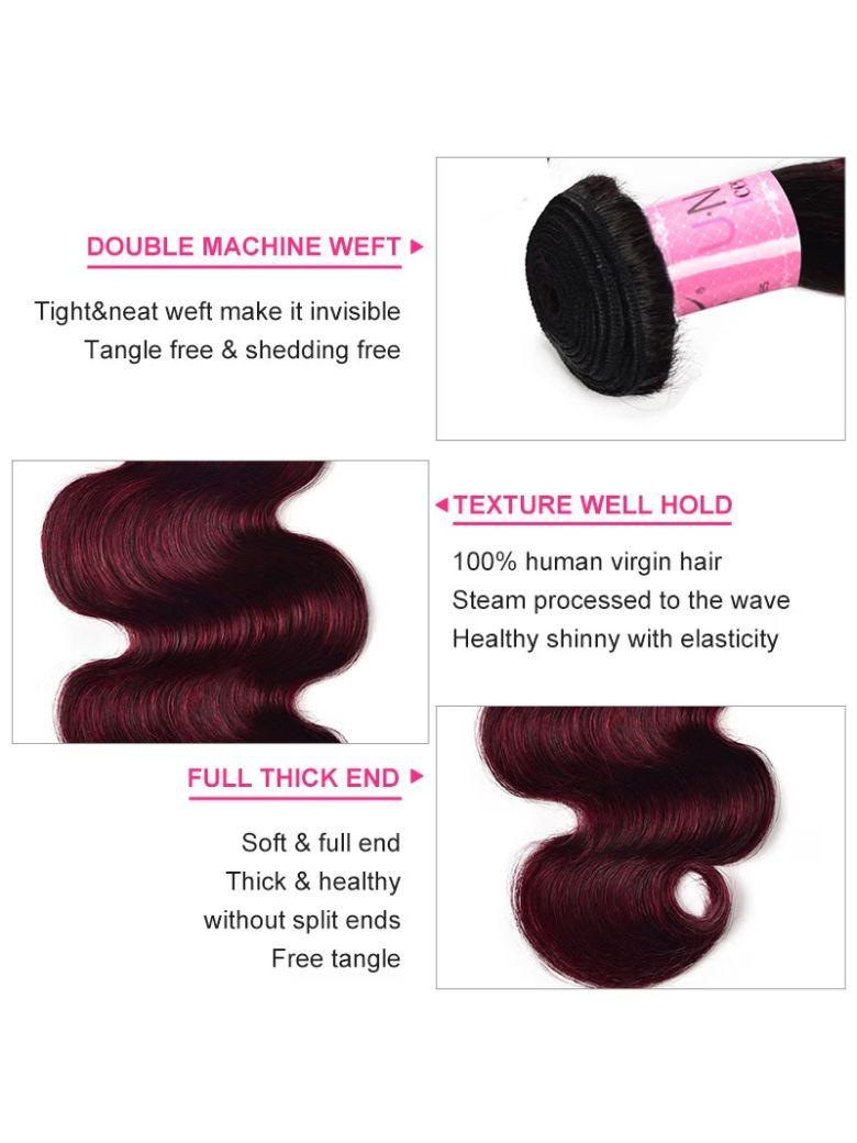 Hair High Quality Novel #TB99J Straight & Body Wave Virgin Hair 1 Bundle for Sew In