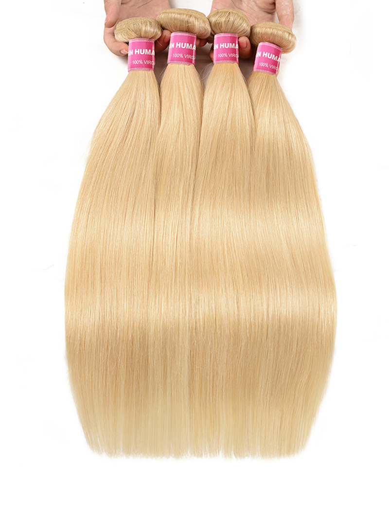 4PCS 613 Blonde Hair Weave Bundles Straight Virgin Human Hair