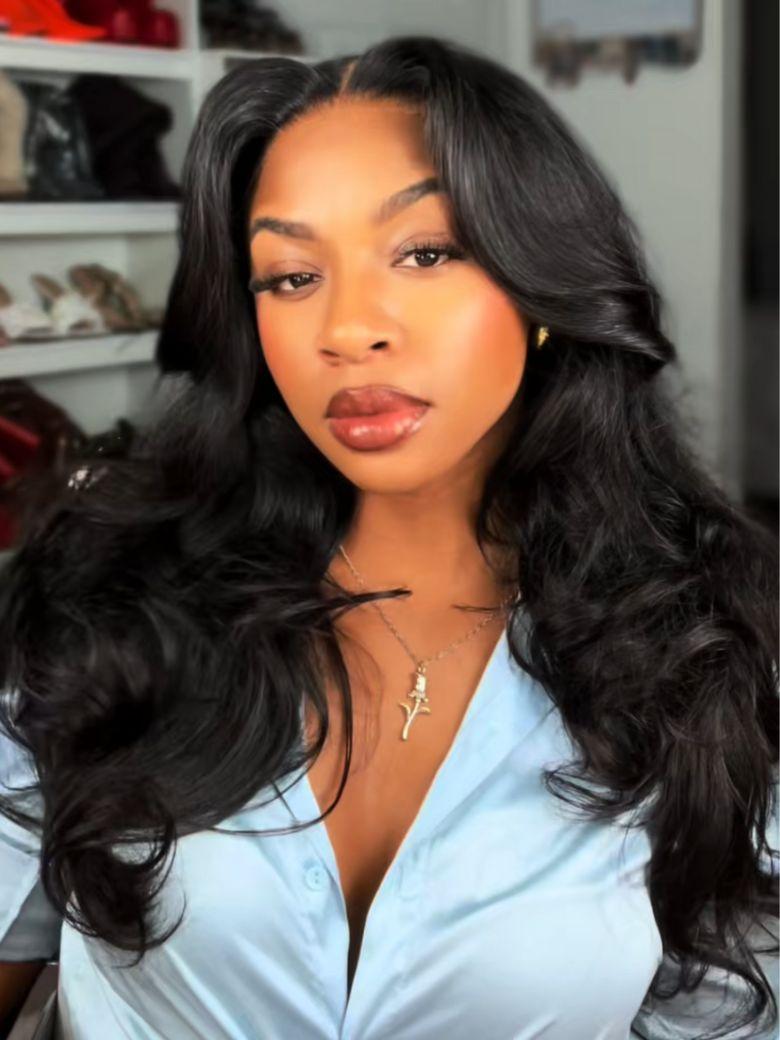 180% Density 7x5 Bye-Bye Knots? Cut Body Curls Lace Wig with Feathered Layers with Invisi Drawstring